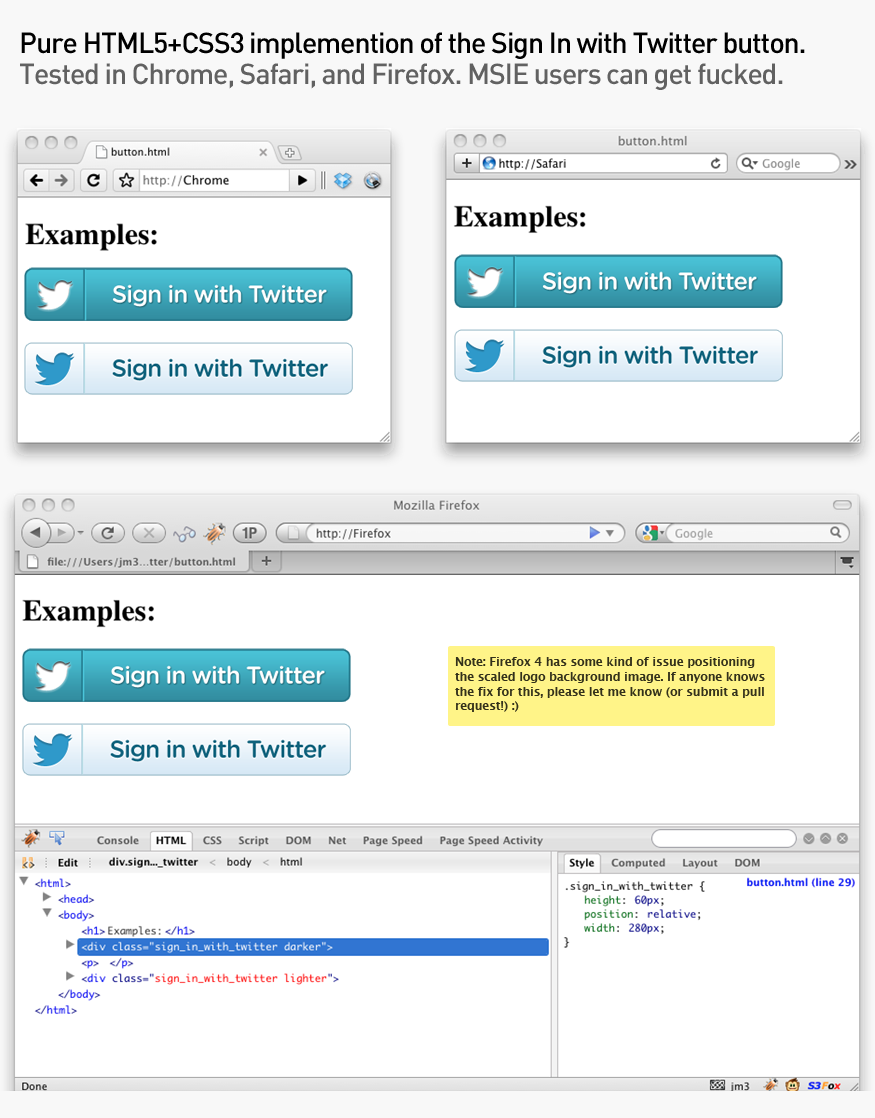 GitHub - jm3/sign-in-with-twitter-button: :bird: Scalable CSS/HTML